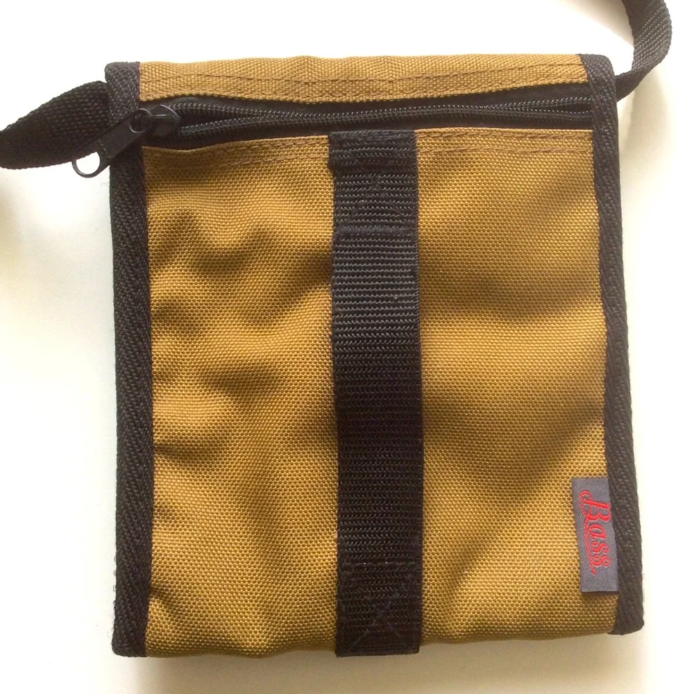 BASS Crossbody Canvas Travel Wallet Passport Large Document Compartment 7”x 6”